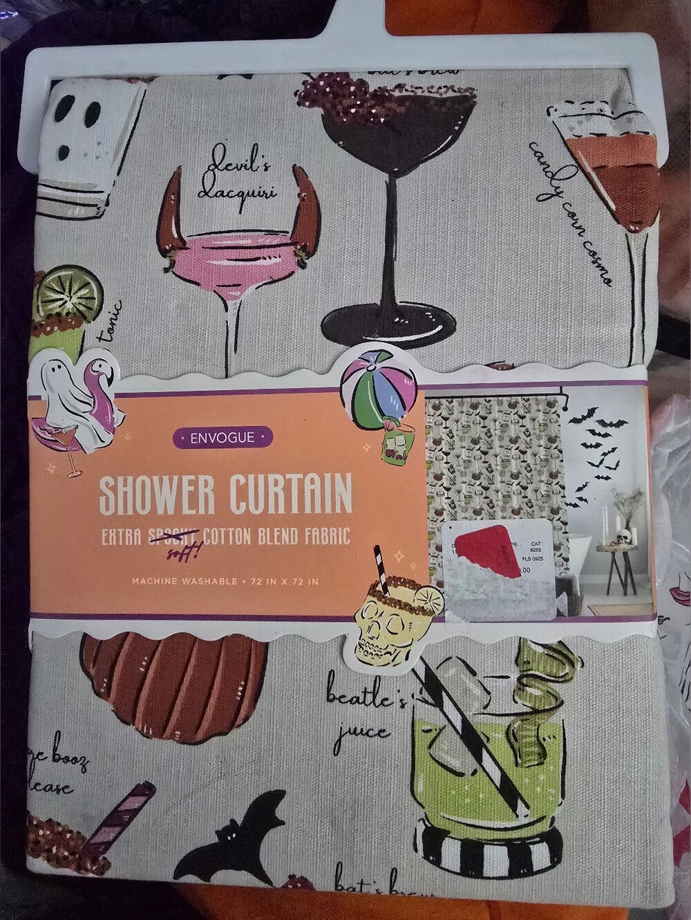 Envogue Shower Curtain Cocktail Bats Ghost Halloween